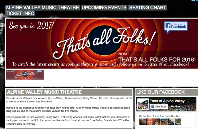 Alpine Valley Music Theatre, Latest Events & Tickets