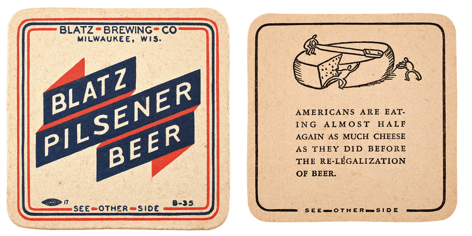 BLATZ BREWING CO., MILWAUKEE, WIS. Blatz MATCHBOOK COVER V 1960's