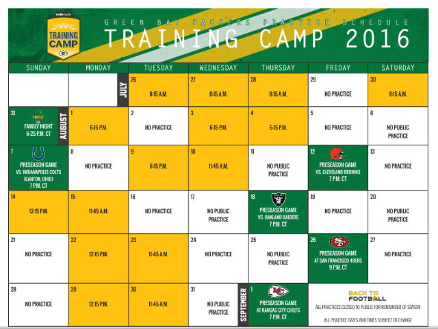 Are you ready for some football? Packers release full training camp ...