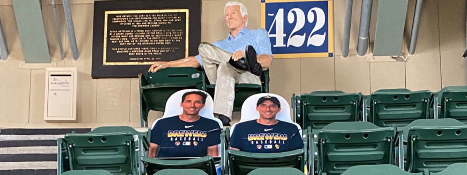 Brewers 'Cutout Crew' lets fans virtually sit with Uecker statue
