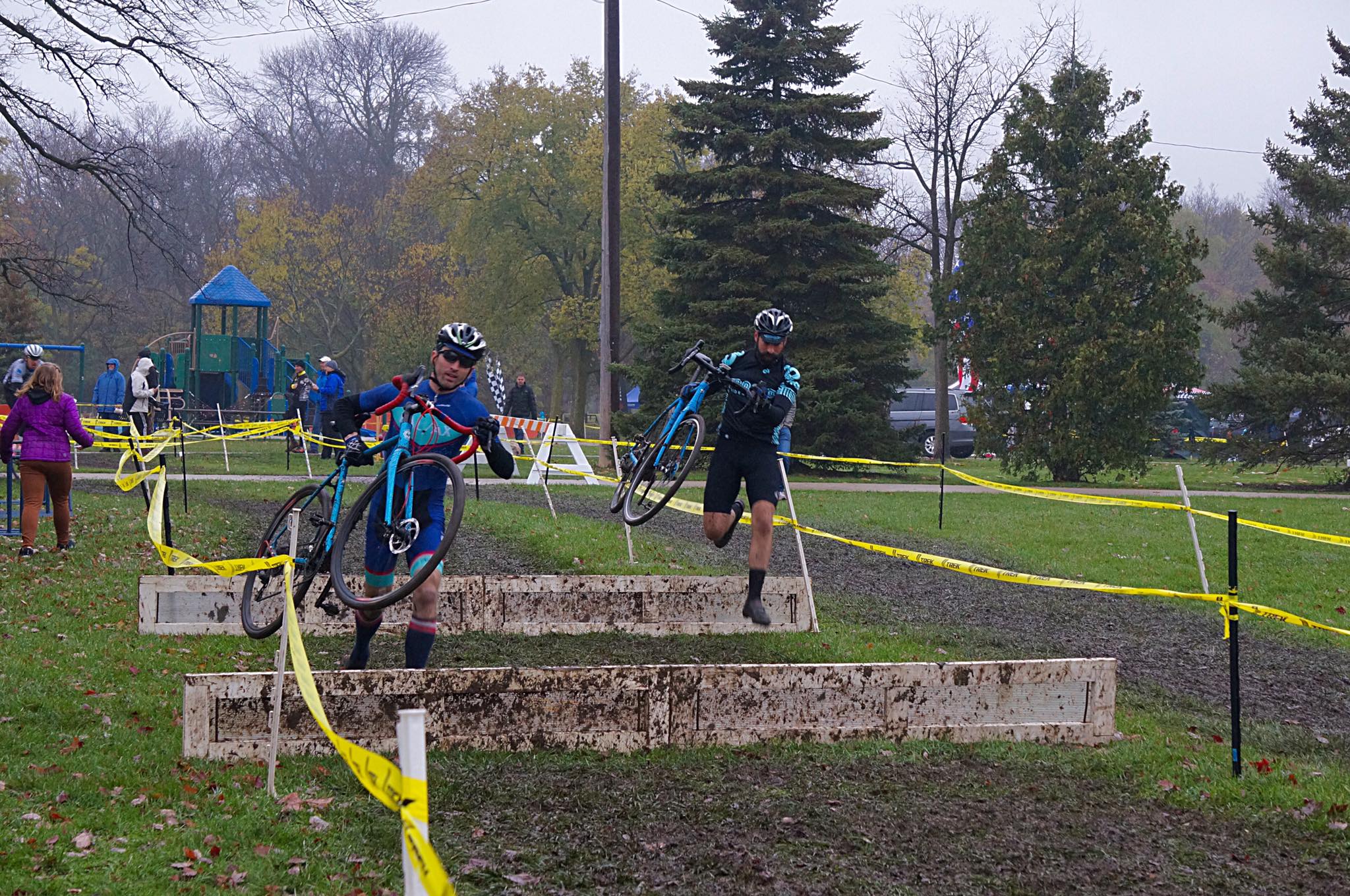 Cyclocross racers are at home in the wet and dry.